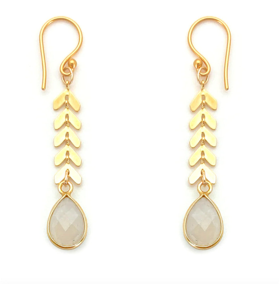 Bronwen Jewelry Bronwen Cascade Drop Earrings Rainbow Moonstone
