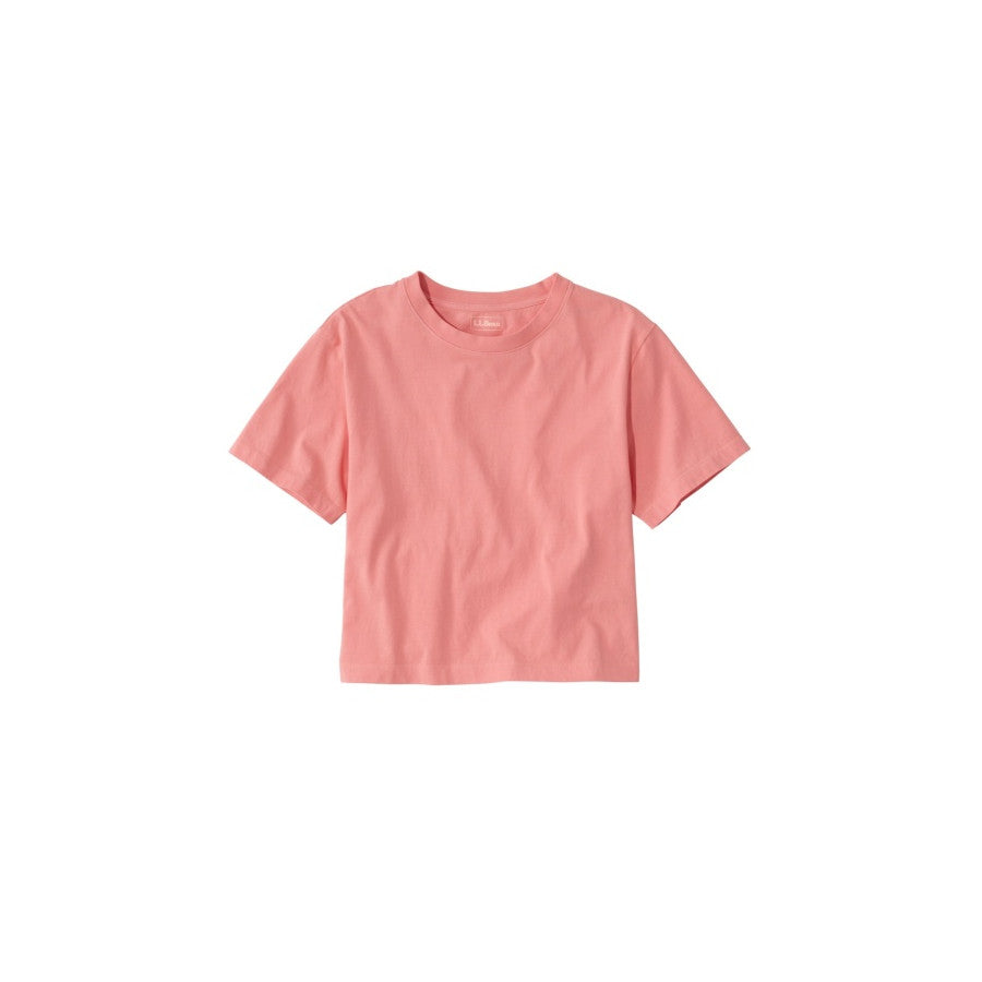 L.l.bean Llb W Sunwashed Cropped Boxy Crewneck Shirt Dark Salmon