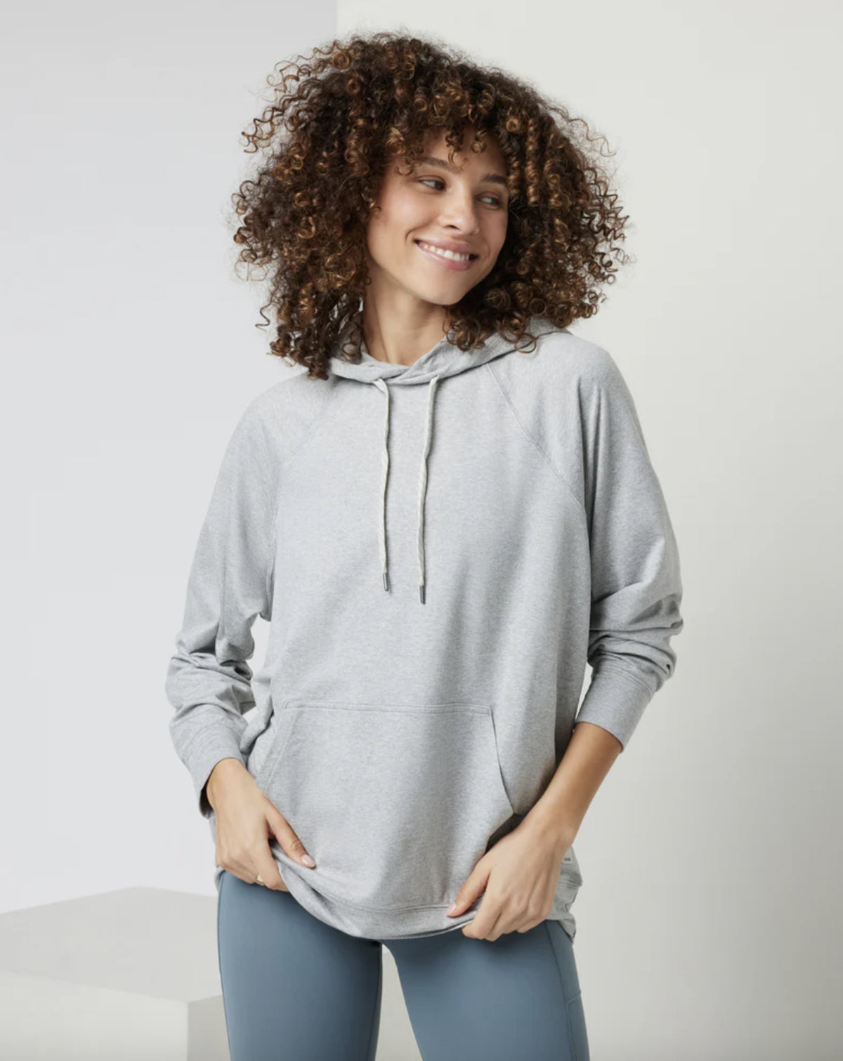 Vuori Womens Halo Oversized Hoodie Pale Grey Heather