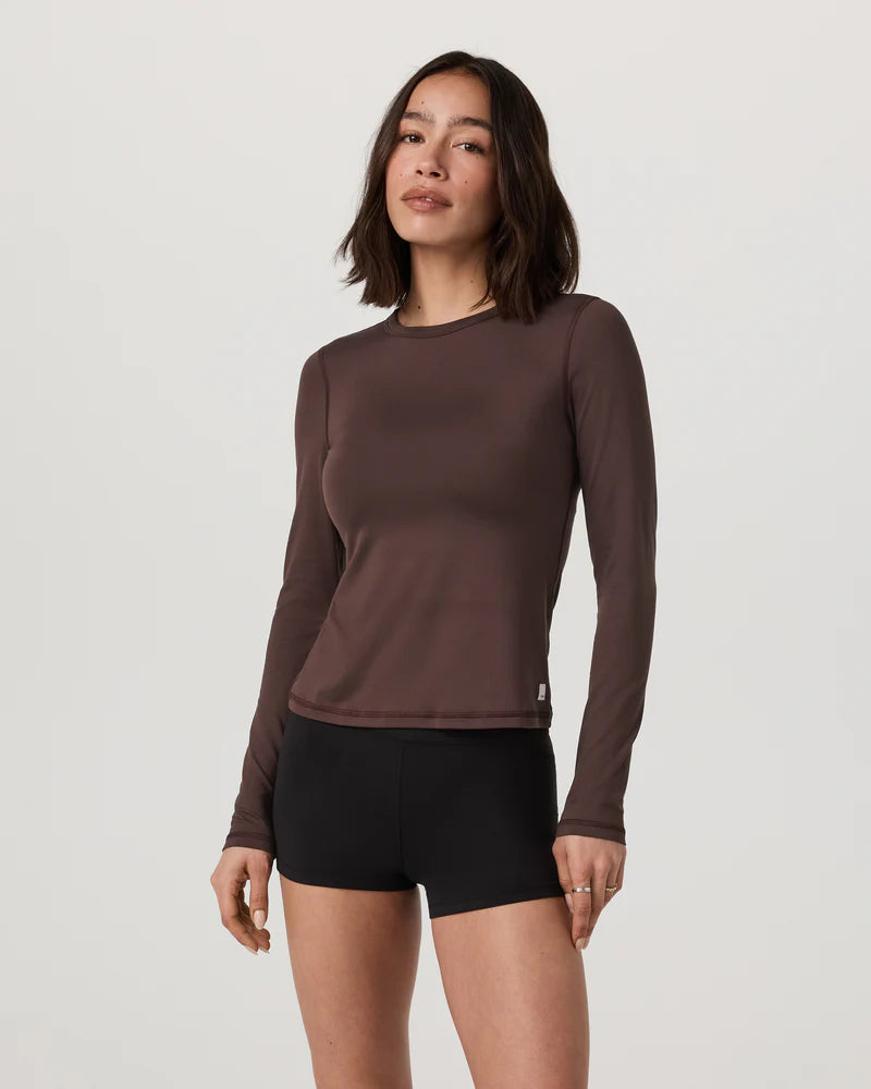 Vuori Womens Long Sleeve Lux Crew Tee Java
