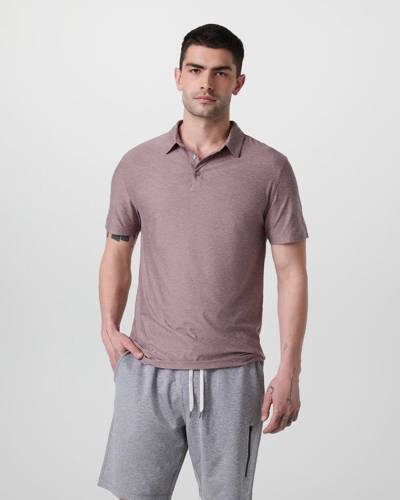 Vuori Mens Strato Tech Polo dark umber heather