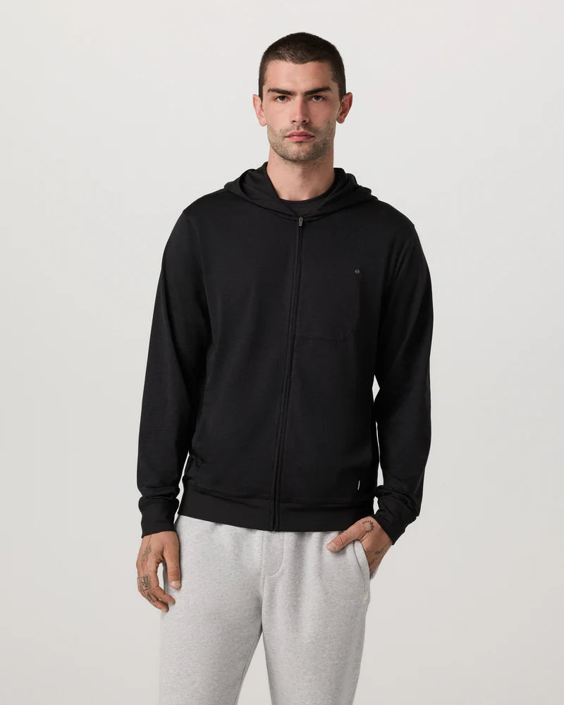 Vuori Mens Ponto Full Zip Hoodie Black Heather