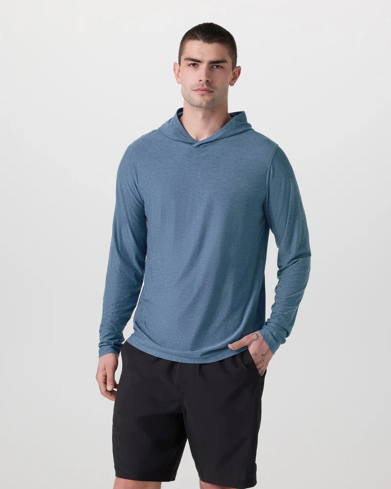 Vuori Mens Strato Tech Hoodie Pool Blue Heather