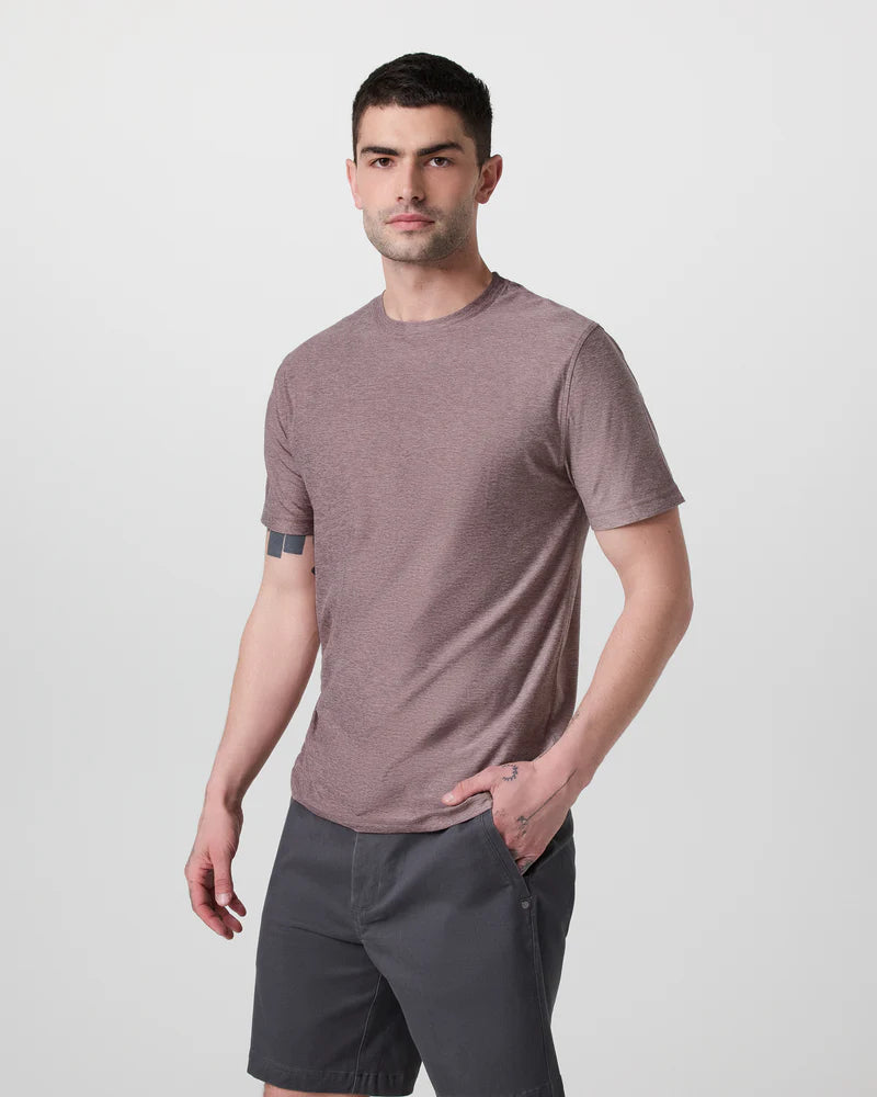 Vuori Mens Strato Tech Tee dark umber heather