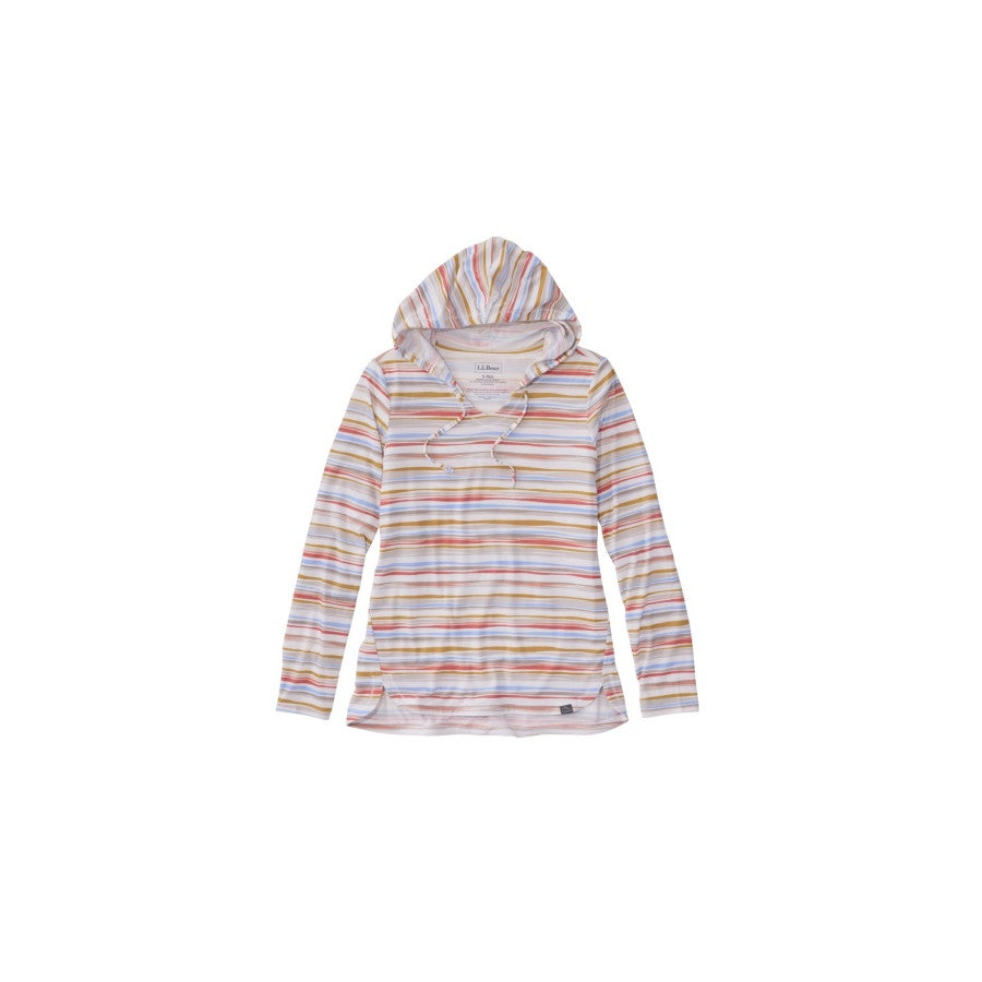 L.l.bean Llb W Everyday Sunsmart Ls Hoodie Sea Salt Retro Stripe