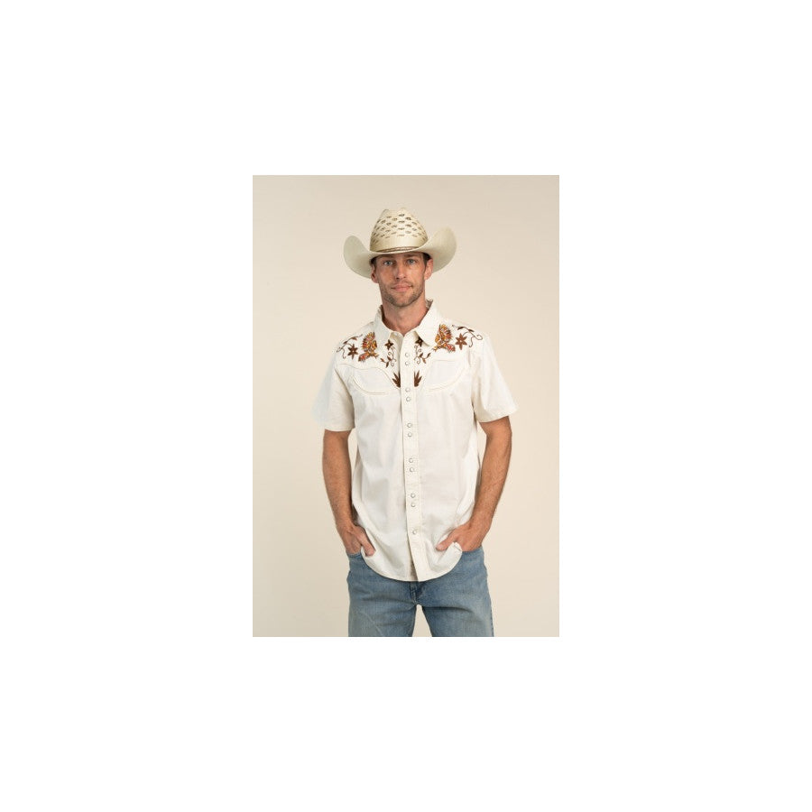 Sendero Provisions Co. Sendero M The Prescott Western Embroidered Shirt Cream Gallo