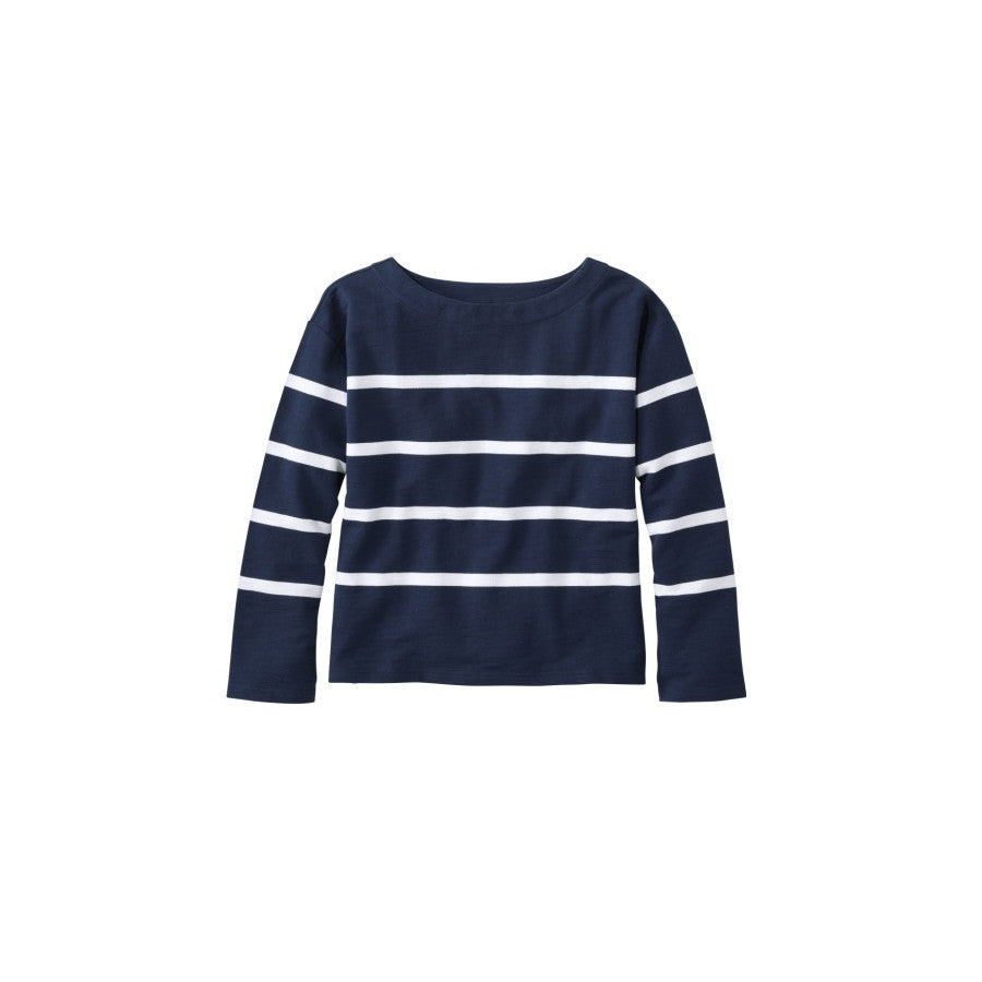 L.l.bean Llb W Peaks Island Relaxed Boatneck Ls Shirt Classic Navy/White