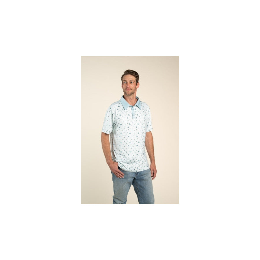 Sendero Provisions Co. Sendero M High Noon Performance Polo Fish Pond Blue